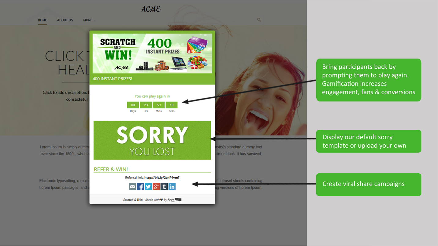 Scratch & Win Display scratch card for a chance to win