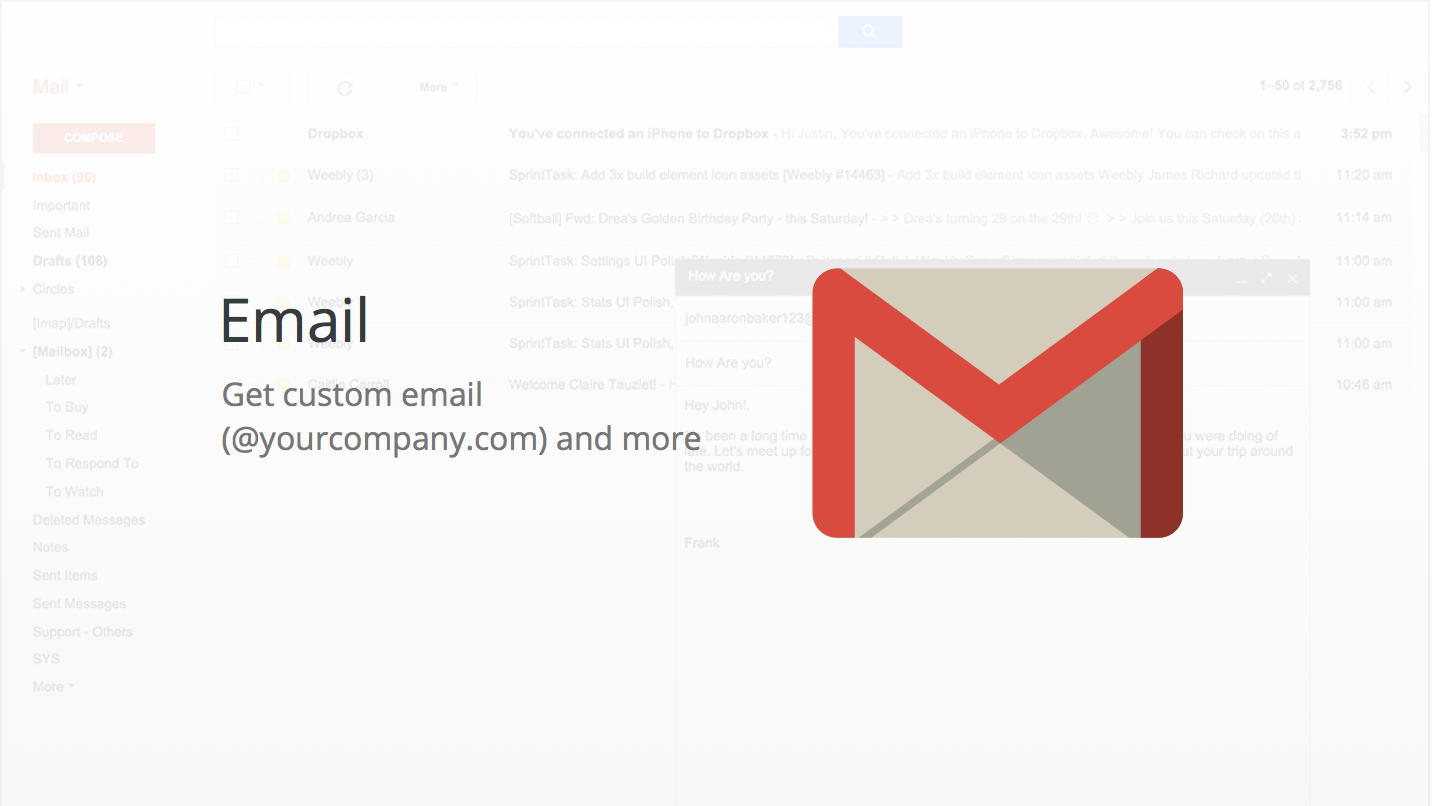 G suite by google get gmail for your weebly website account