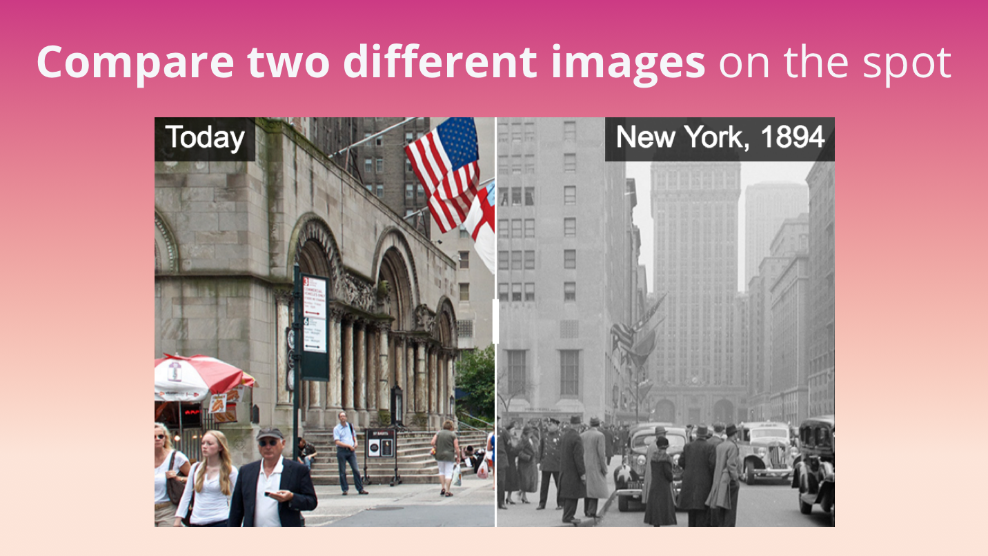 before and after compare images through overlap compare pictures